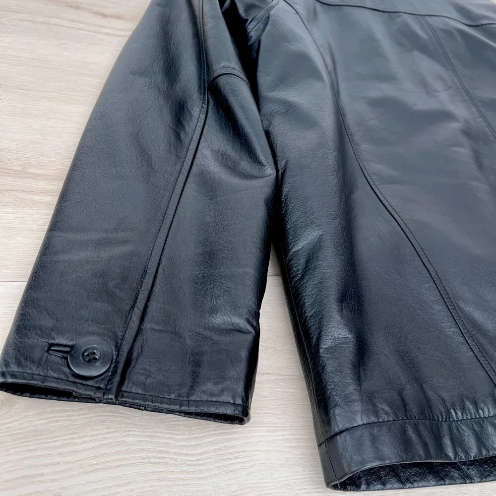 EUC Vintage 1990s M. Julian by Wilsons Leather Black Button Up Men's Car Coat XL